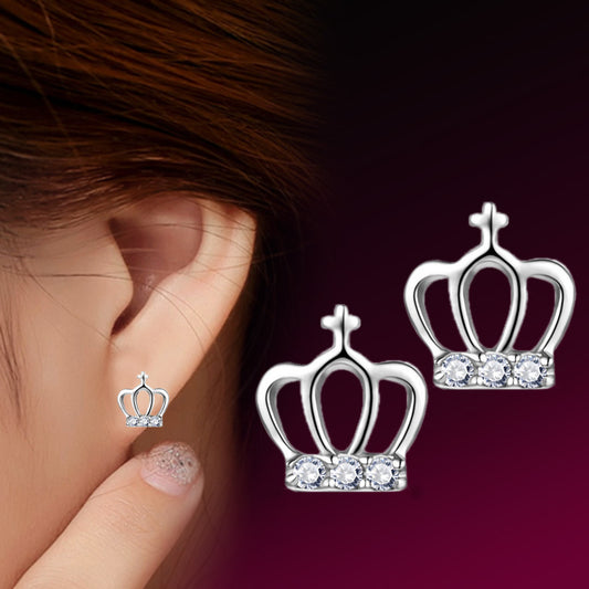 Simple Cross Princess Crown Stud Earring