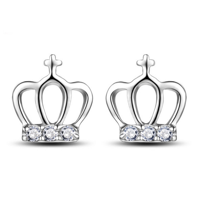 Simple Cross Princess Crown Stud Earring