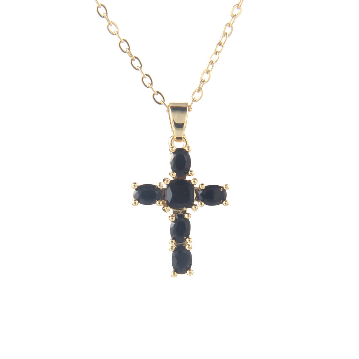 Simple Fashion Copper Micro Inlay Cross Stainless Steel Necklace Light Luxury Clavicle Chain