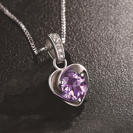 Heart-shaped Crystal Silver Plated Ornament Pendant