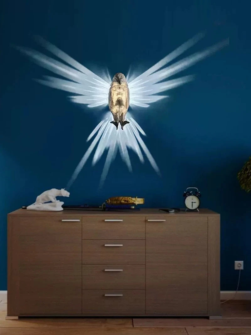 Modern Creative Bird Wall Lamp Owl Shape Projector Atmosphere Sconce Light